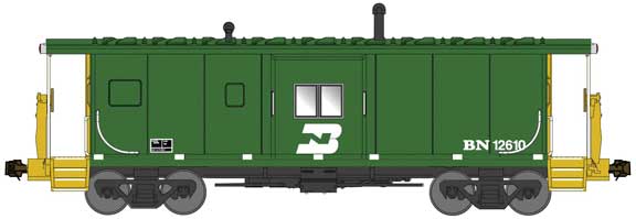 Bluford Shops 44260 International Car Bay Window Caboose Phase 4 - Ready to Run -- Burlington Northern 12610 (2007, Cascade Green, BNSF-Style Reporting Marks), N Scale