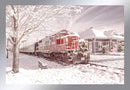 Train Enthusiast Vendors 76433 Red Train in Snow at Station Greeting Card, 10 Christmas Cards with Envelopes