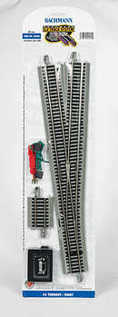 Bachmann Trains HO 44560 Turnout with Nickel Silver Rail & Gray Roadbed, E-Z Track,