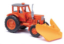 Busch HO 51355 1964 Belarus MTS-50 Farm Tractor with Snowplow, Orange, Yellow | 50.14