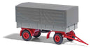 PREORDER Busch HO 53352 1967 IFA HL 80 4-Wheel Low-Side Farm Trailer with Tarp, Gray, Red | 22.94