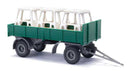 PREORDER Busch HO 53323 1967 IFA HL 80 4-Wheel Low-Side Farm Trailer with ZT300 Cab Load, Green, Gray | 25.49