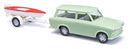 PREORDER Busch HO 53213 1975 Trabant P601 Universal Kombi Station Wagon with Boat, Light Green | 38.24