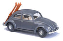 Busch HO 52965 1955 Volkswagen Beetle with Oval Rear Window & Ski Rack, Gray