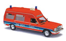 PREORDER Busch HO 52223 1977 Mercedes-Benz VF 123 High-Roof Station Wagon Ambulance, Frankfort, Germany, Airport | 41.64
