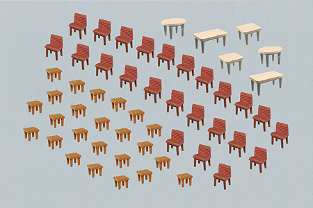 Faller HO 180438 7 Tables and 48 Chairs