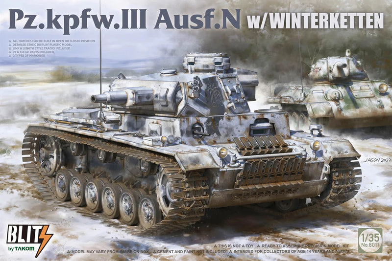 Takom Models - 8011 - 1:35 -Pz.Kpfw.III Ausf.N w/Winterketten Kit