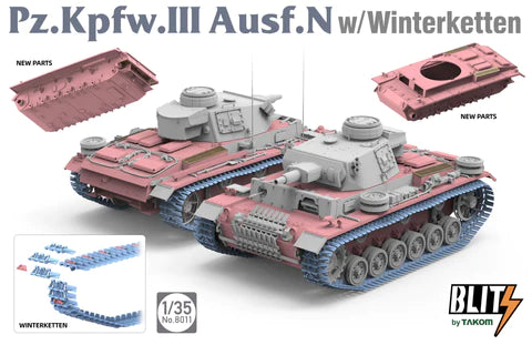 Takom Models - 8011 - 1:35 -Pz.Kpfw.III Ausf.N w/Winterketten Kit