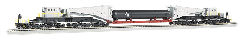 Bachmann 80512 GREY & BLACK W/RETORT LOAD & BLACK TRUCKS-380 TON SCHNABEL CAR, HO