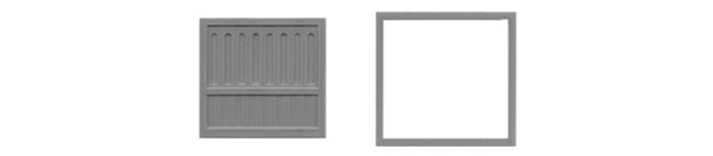 Tichy Train Group 8066 Doors -- Loading Dock w/Separate Frame 90 x 90" pkg(3) Fits 1.1 x 1.07" Opening, HO Scale