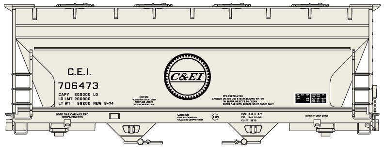 Accurail HO 81513 ACF 2-Bay Covered Hopper Kit, Chicago and Eastern Illinois