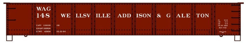 Accurail HO 81602 41' Steel Gondola Kit, Wellsville Addison and Galeton