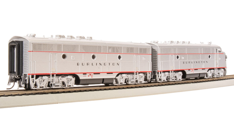 BLI 8162 EMD F3 A/B, CBQ 9960A/9960B, Aluminum w/ Black Nose Stripes, A-unit Paragon4 Sound/DC/DCC, Unpowered B-unit, HO