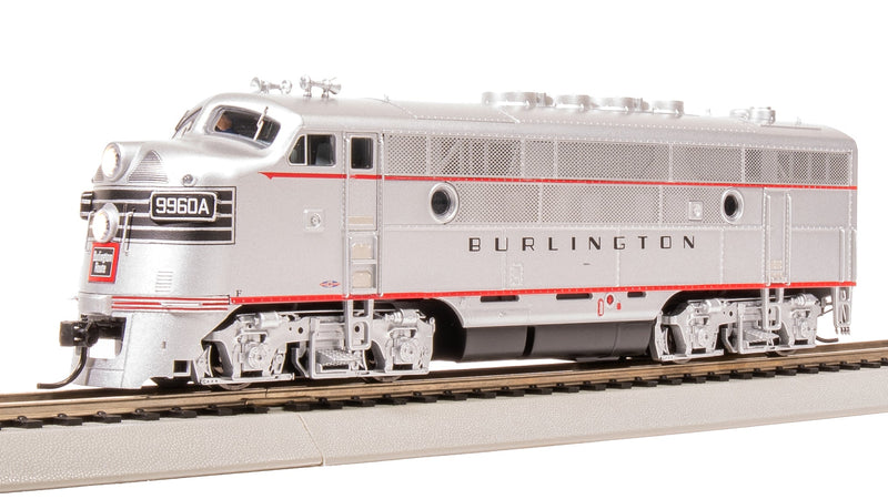 BLI 8162 EMD F3 A/B, CBQ 9960A/9960B, Aluminum w/ Black Nose Stripes, A-unit Paragon4 Sound/DC/DCC, Unpowered B-unit, HO