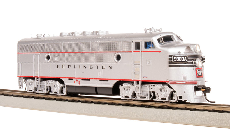 BLI 8162 EMD F3 A/B, CBQ 9960A/9960B, Aluminum w/ Black Nose Stripes, A-unit Paragon4 Sound/DC/DCC, Unpowered B-unit, HO