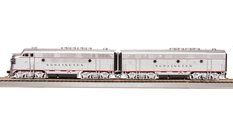 BLI 8162 EMD F3 A/B, CBQ 9960A/9960B, Aluminum w/ Black Nose Stripes, A-unit Paragon4 Sound/DC/DCC, Unpowered B-unit, HO