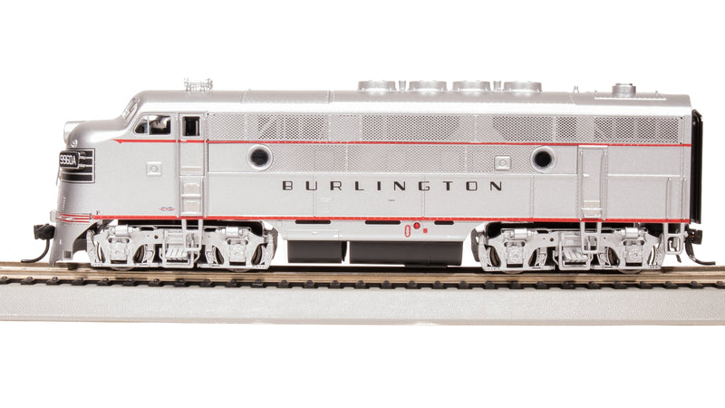 BLI 8162 EMD F3 A/B, CBQ 9960A/9960B, Aluminum w/ Black Nose Stripes, A-unit Paragon4 Sound/DC/DCC, Unpowered B-unit, HO