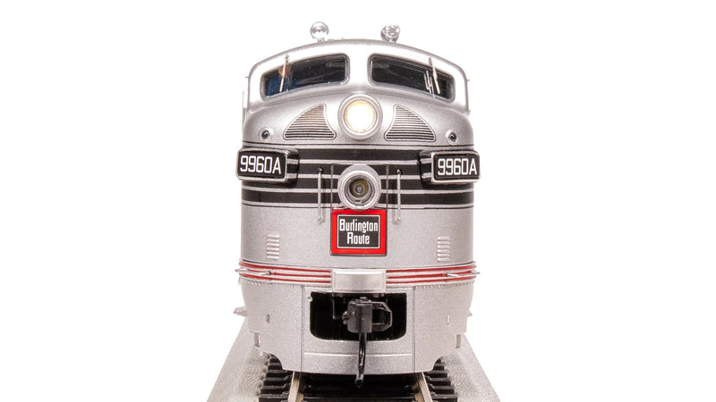 BLI 8162 EMD F3 A/B, CBQ 9960A/9960B, Aluminum w/ Black Nose Stripes, A-unit Paragon4 Sound/DC/DCC, Unpowered B-unit, HO