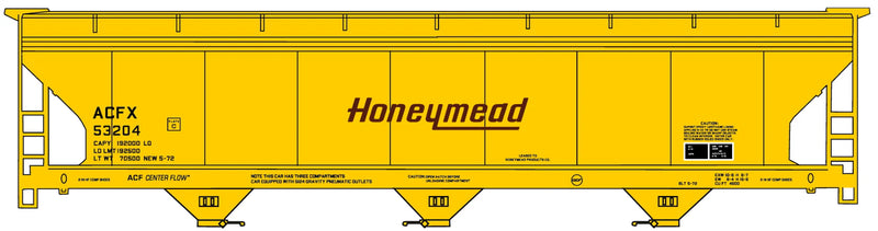 PREORDER Accurail HO 81762 ACF 47' 3-Bay Center-Flow Covered Hopper Kit, Honeymead