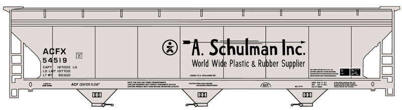 PREORDER Accurail HO 81763 ACF 47' 3-Bay Center-Flow Covered Hopper Kit, A. Schulman