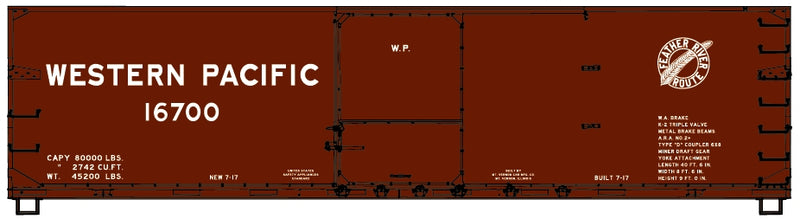 PREORDER Accurail HO 81782 40' Double Sheath Wood Box Car, Western Pacific