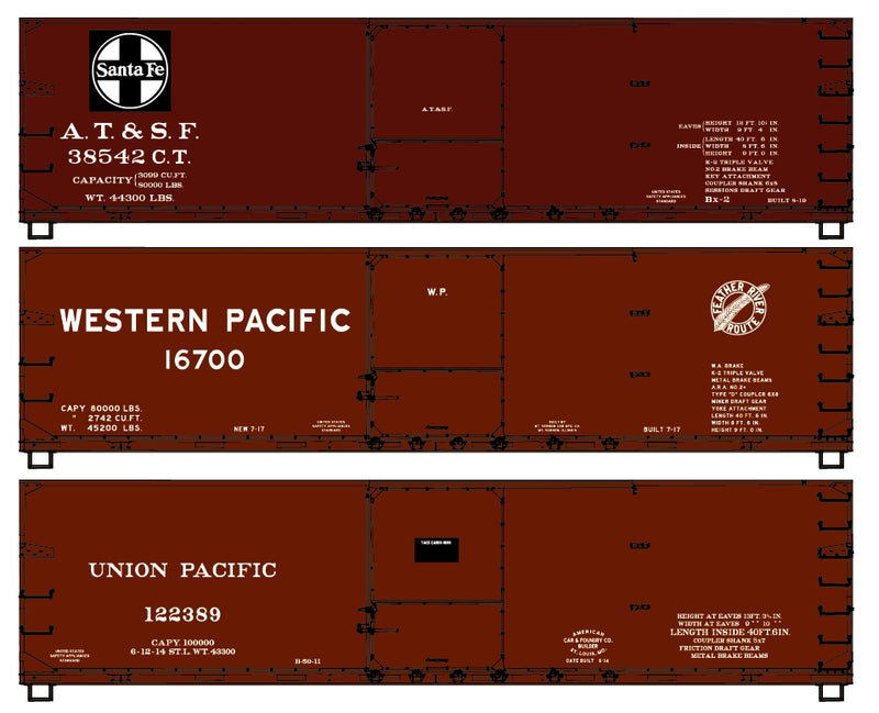 PREORDER Accurail HO 8178 40' Double Sheath Wood Box Car, Western Road (3-Pack)