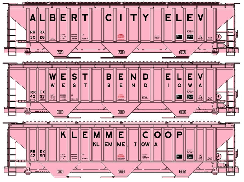 PREORDER Accurail HO 8182 Pullman Standard Covered Hopper Limited Run Co-Op Set, Pink Cars (3-Pack)