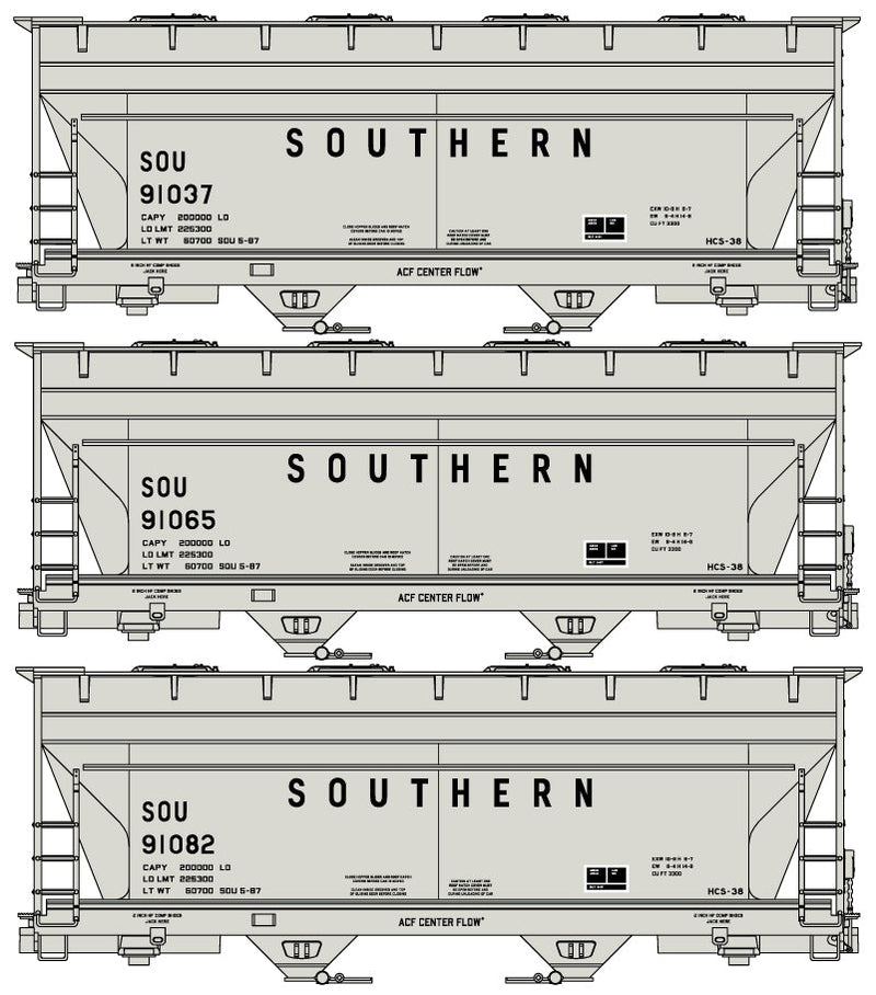 PREORDER Accurail HO 8187 2-Bay ACF Hopper Set, Norfolk Southern (3-Pack)