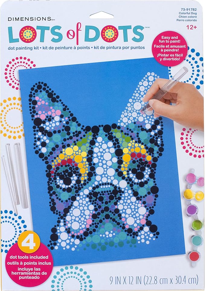 Paint Works Paint by Number 91782 Colorful Dog Dots 9x12