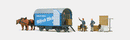 Preiser HO 30494 Moving Wagon with 2 Horses, Figures & Accessories