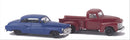 Busch N 8320 1950 Chevrolet Pickup & 1950 Buick Set, Red Truck & Blue Car