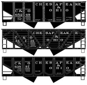 PREORDER Accurail HO 8186 USRA 55-Ton, Wood, Panel-Side 2-Bay Hopper Set Kit, Chesapeake & Ohio