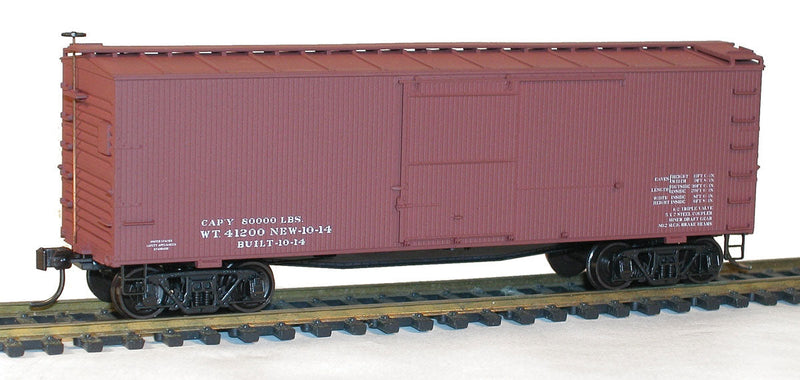 Accurail HO 1398 36' Double-Sheathed Wood Boxcar with Steel Ends & Fishbelly Underframe Kit, Data Only (Mineral Red)