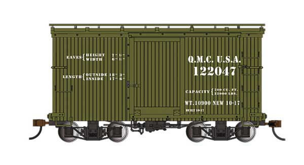 Bachmann Trains 26556 18' Wood Boxcar with Murphy Roof 2-Pack Spectrum(R), U.S. Quartermaster