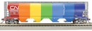 Bachmann Trains HO 73805 Canadian Cylindrical 4-Bay Grain Hopper, Flashing FRED, Canadian National (Demo Scheme; One Side Gray, One Side Rainbow Colors)