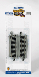 Bachmann Trains HO 44531 Curved Track with Nickel Silver Rail & Gray Roadbed, E-Z Track, 1/2 18" Radius (4)