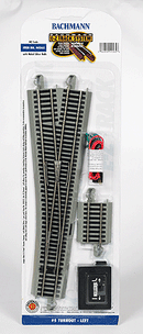 Bachmann Trains HO 44565 No. 5 Remote-Control Turnout, Nickel Silver Rail, Gray Roadbed, E-Z Track, Left Hand