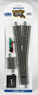 Bachmann Trains HO 44566 No. 5 Remote-Control Turnout, Nickel Silver Rail, Gray Roadbed, E-Z Track, Right Hand