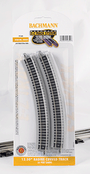 Bachmann Trains N 44852 E-Z Track with Nickel Silver Rail & Gray Roadbed, 12-1/2" Radius Curve (6)
