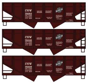 PREORDER Accurail 8174 HO 55-Ton Panel-Side 2-Bay Hopper 3-Pack - Kit -- Chicago & North Western