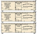 Accurail HO 8153 36' Double-Sheathed Wood Boxcar, Steel Roof, Wood Ends 3-Pack Kit, New York Central & Hudson River