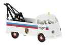Brekina HO 32987 1960-1963 Volkswagen Pritsche T1b Standard-Cab Tow Truck, Assembled, Vasek Polak (white, blue, red, German Lettering)