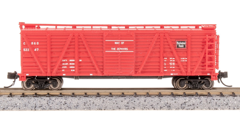 BLI 8451 40' Wood Stock Car, CBQ 52247, Cattle Sounds, N