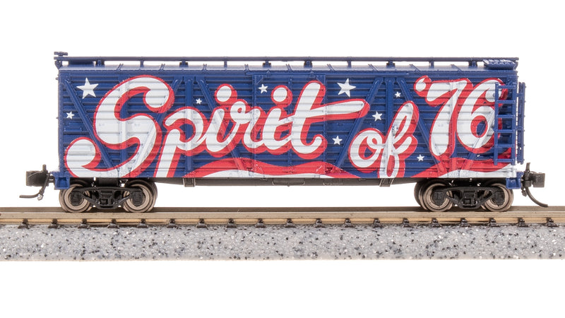 BLI 8472 40' Wood Stock Car, Independence Day Theme, Patriotic Music, N