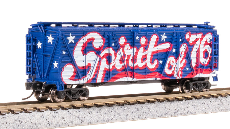 BLI 8472 40' Wood Stock Car, Independence Day Theme, Patriotic Music, N