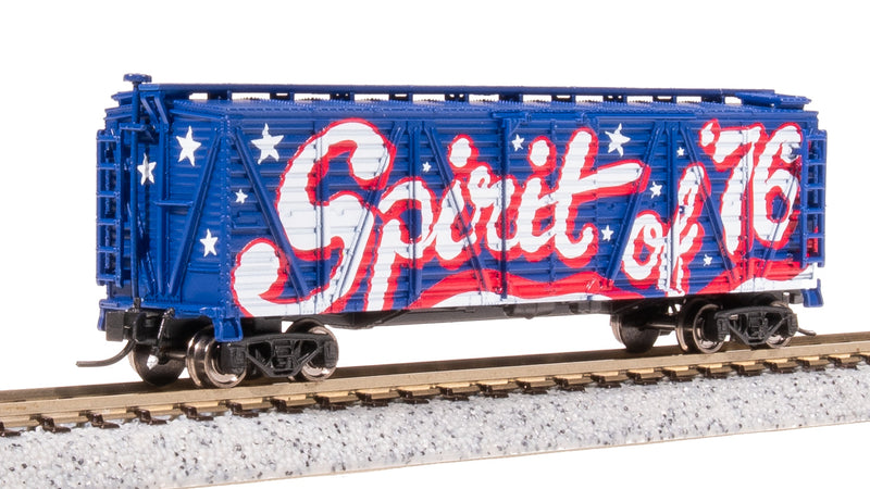 BLI 8472 40' Wood Stock Car, Independence Day Theme, Patriotic Music, N