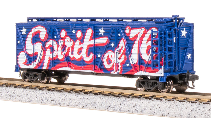 BLI 8472 40' Wood Stock Car, Independence Day Theme, Patriotic Music, N