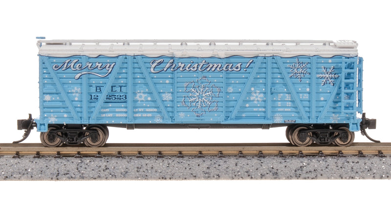 BLI 8474 40' Wood Stock Car, Holiday Season Theme, "Merry Christmas", Holiday Sounds, N