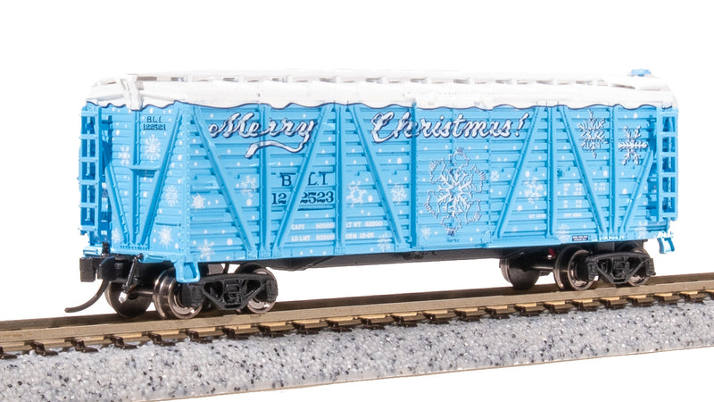 BLI 8474 40' Wood Stock Car, Holiday Season Theme, "Merry Christmas", Holiday Sounds, N