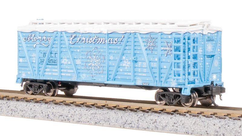 BLI 8474 40' Wood Stock Car, Holiday Season Theme, "Merry Christmas", Holiday Sounds, N